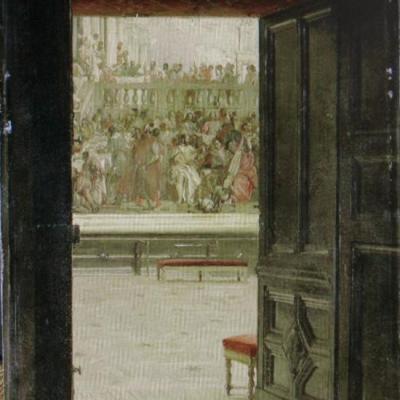 Vue du salon carré du louvre avec les noces de Cana de Véronèse